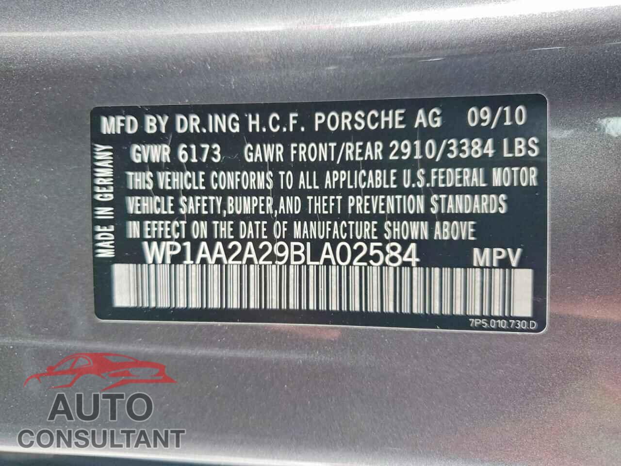 PORSCHE CAYENNE 2011 - WP1AA2A29BLA02584