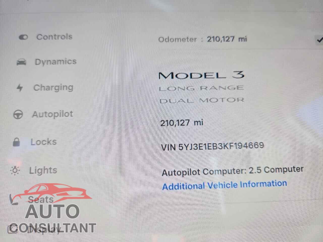 TESLA MODEL 3 2019 - 5YJ3E1EB3KF194669