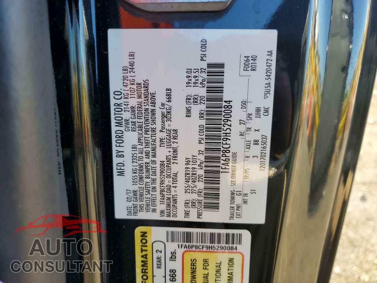 FORD MUSTANG 2017 - 1FA6P8CF9H5290084