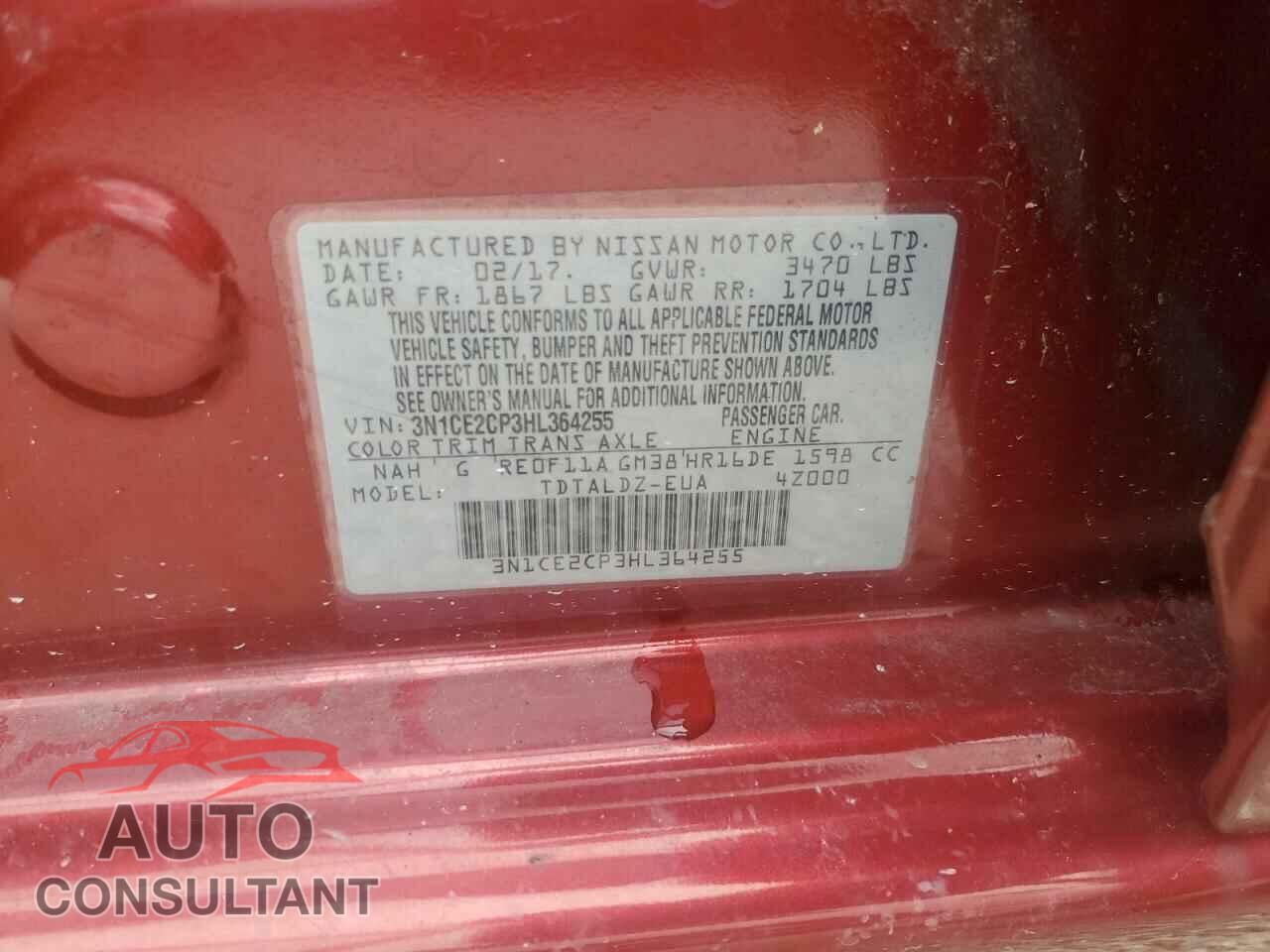 NISSAN VERSA 2017 - 3N1CE2CP3HL364255