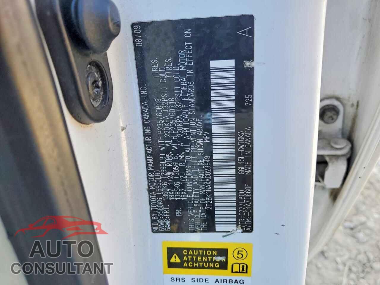 LEXUS RX350 2010 - 2T2BK1BAXAC023948