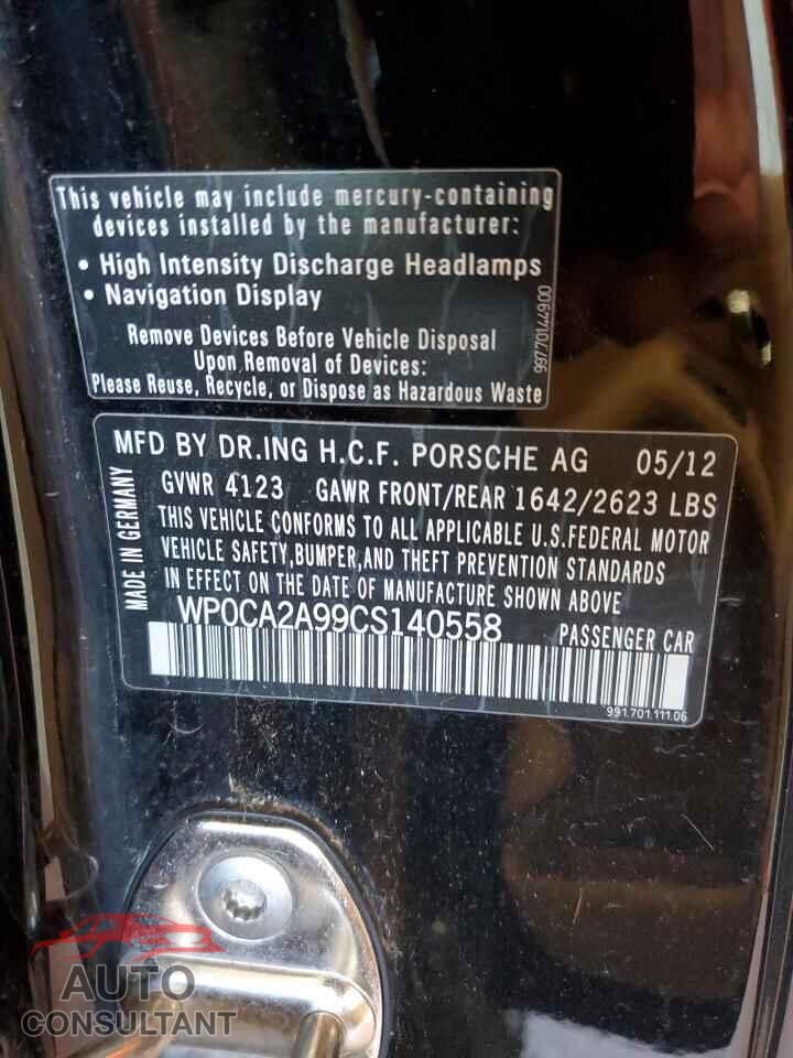 PORSCHE 911 2012 - WP0CA2A99CS140558