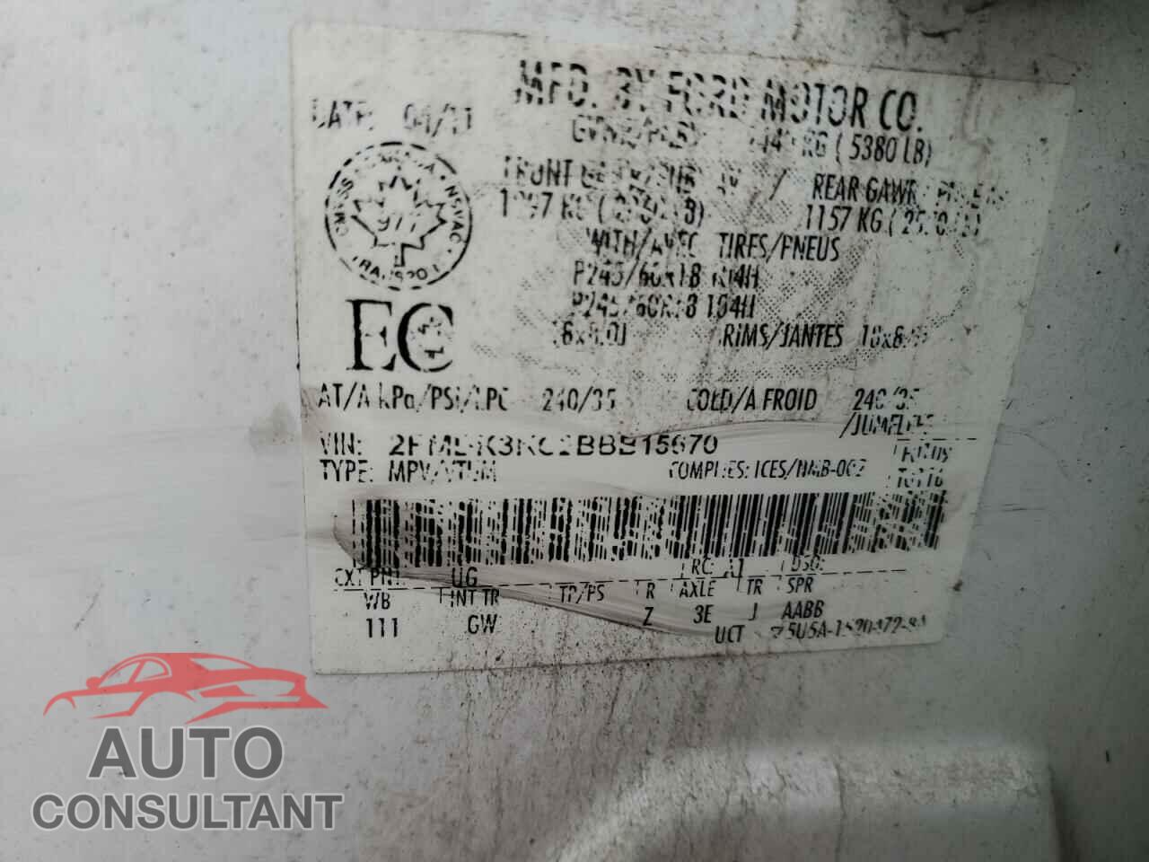FORD EDGE 2011 - 2FMDK3KC2BBB15670
