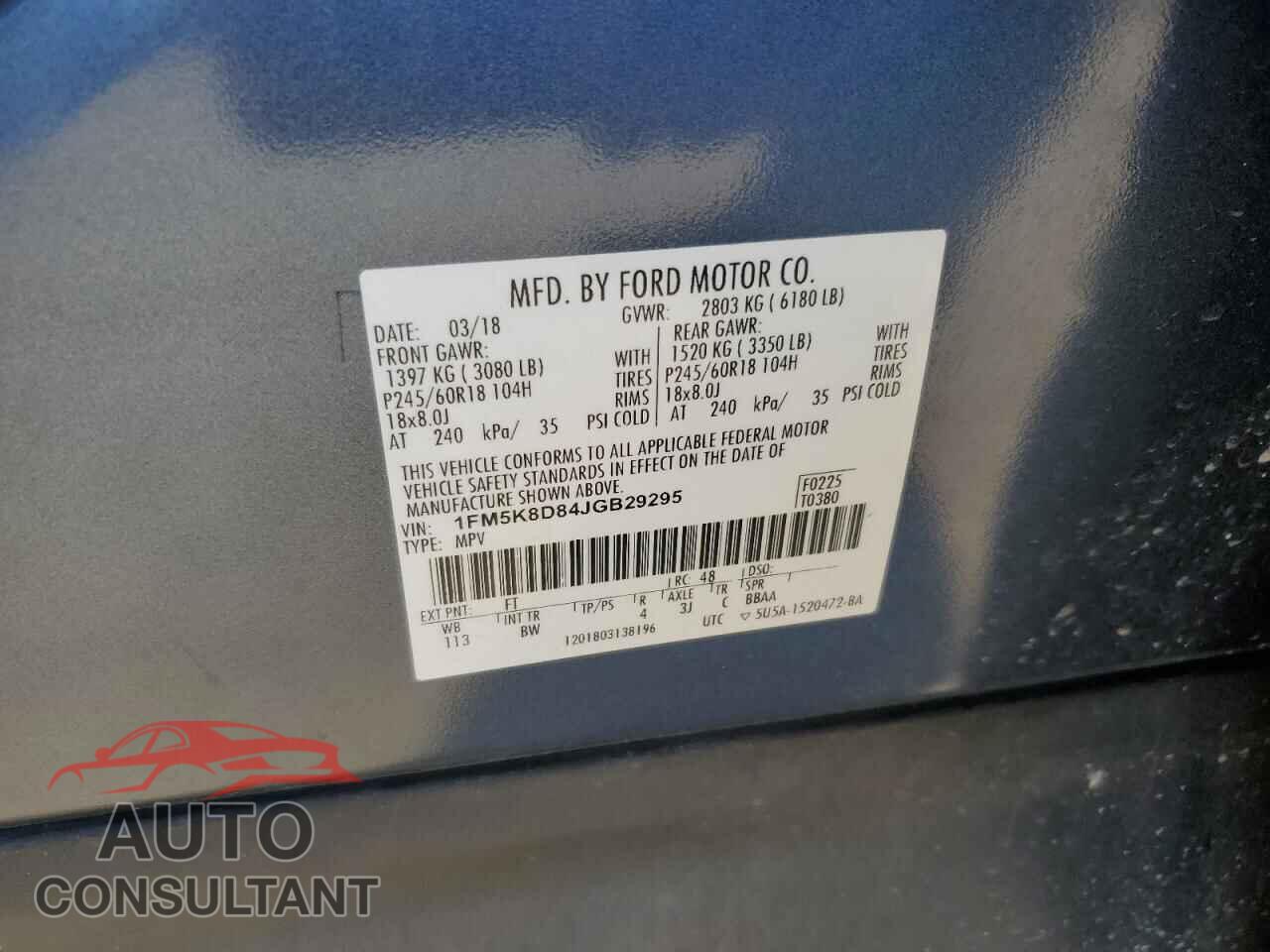 FORD EXPLORER 2018 - 1FM5K8D84JGB29295
