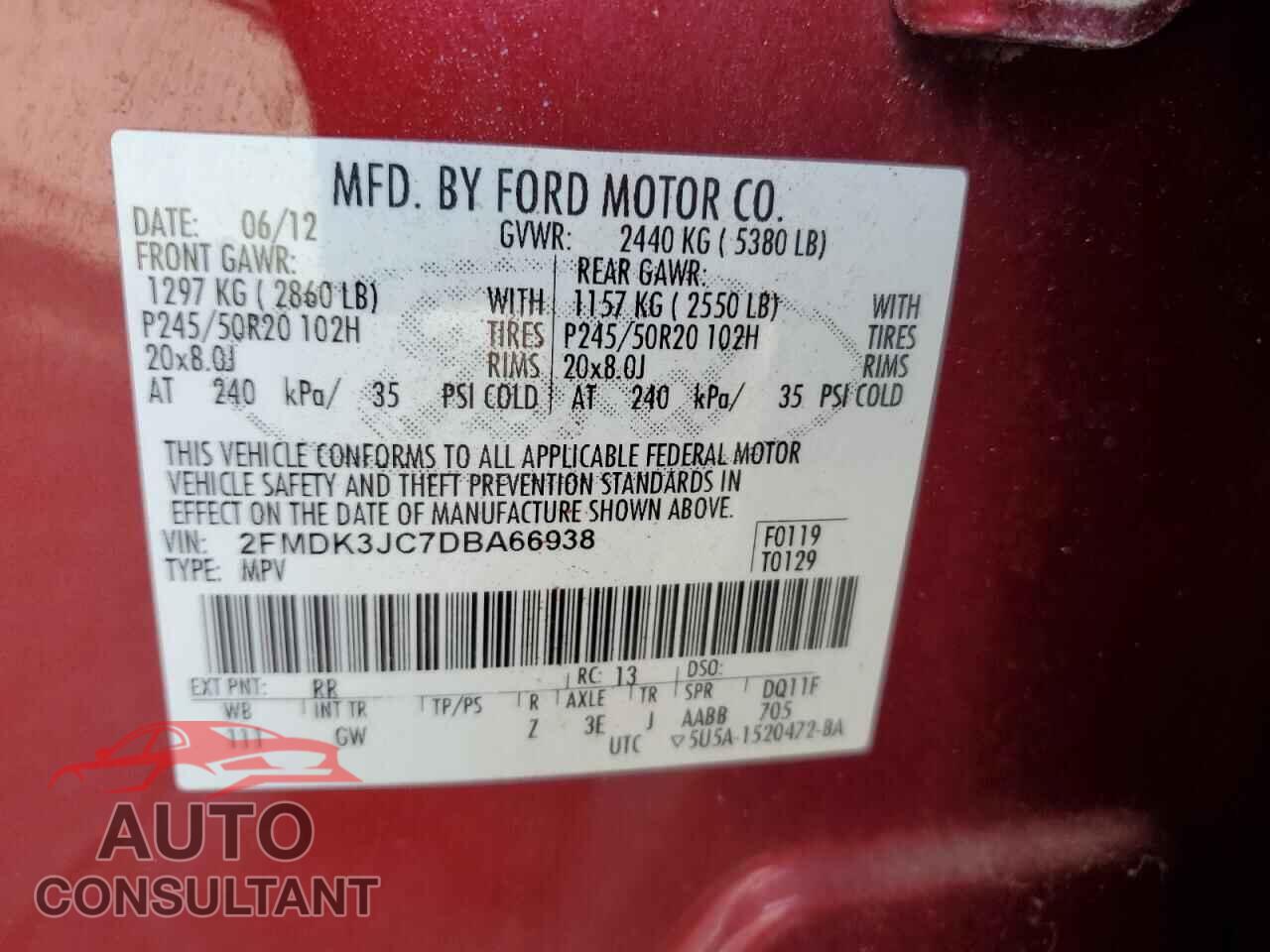 FORD EDGE 2013 - 2FMDK3JC7DBA66938