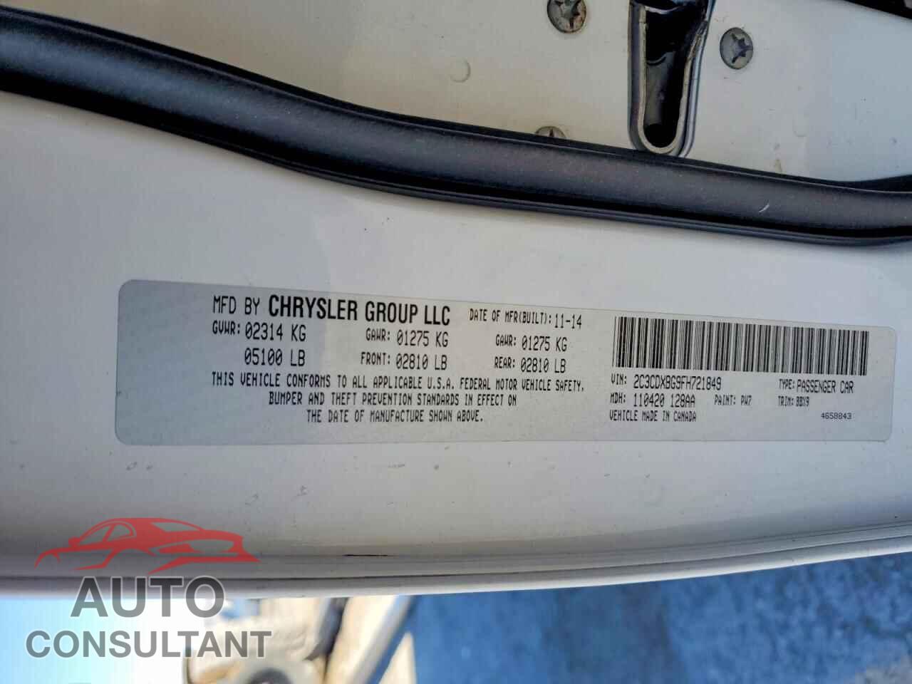 DODGE CHARGER 2015 - 2C3CDXBG9FH721849