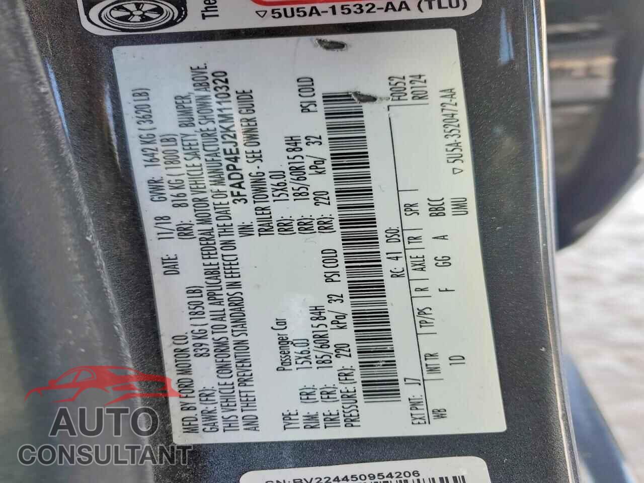 FORD FIESTA 2019 - 3FADP4EJ2KM110320