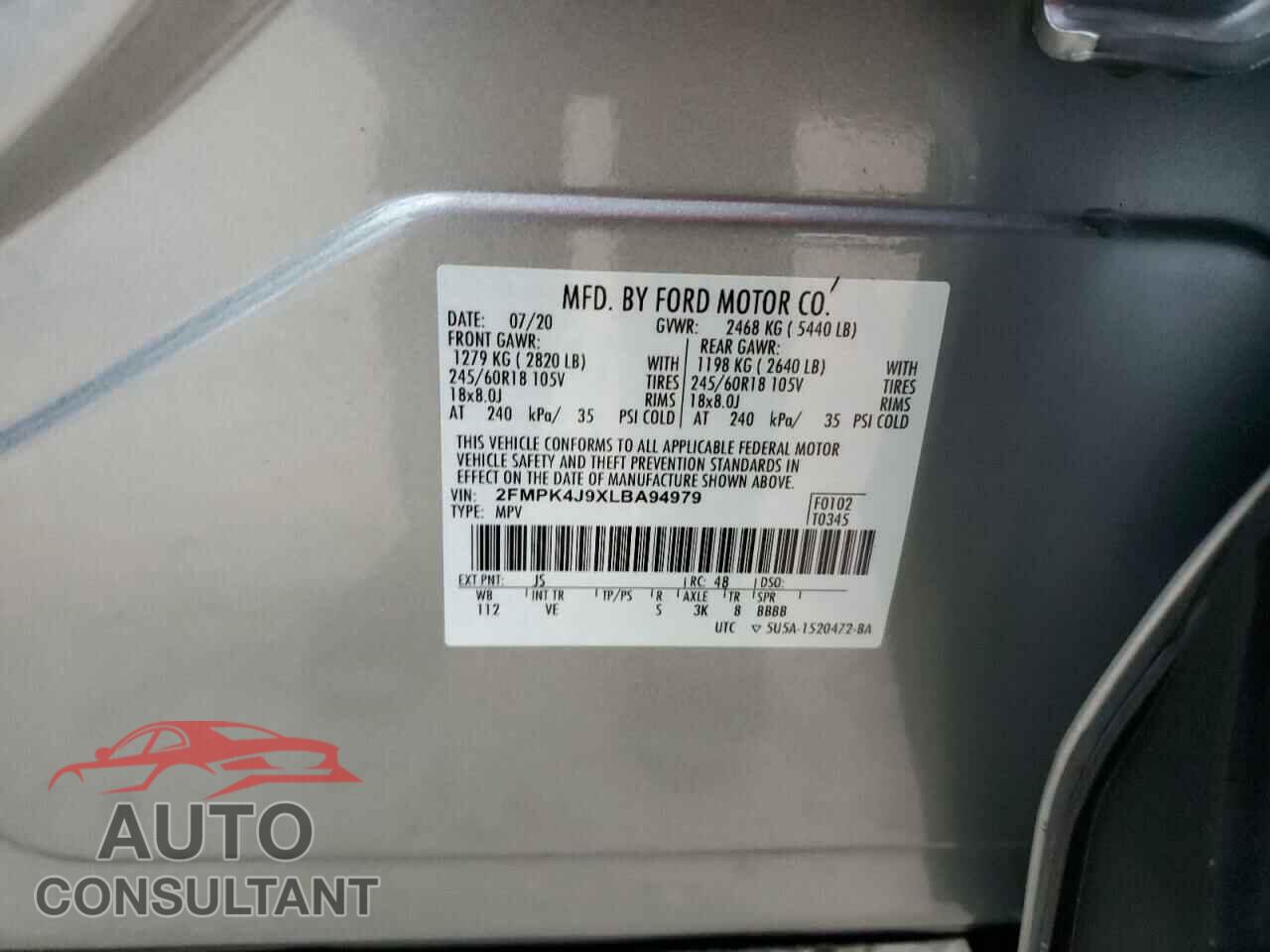 FORD EDGE 2020 - 2FMPK4J9XLBA94979