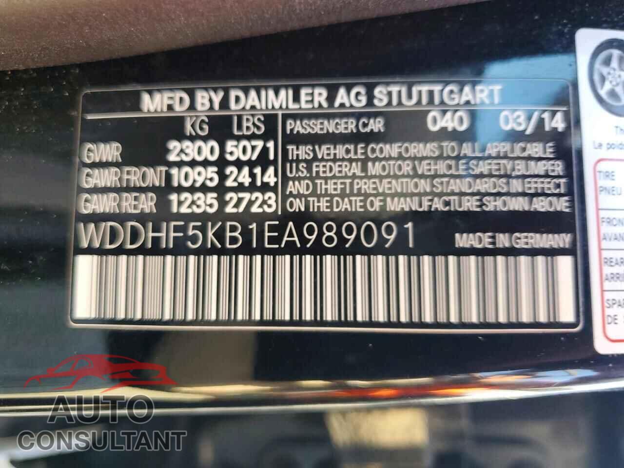 MERCEDES-BENZ E-CLASS 2014 - WDDHF5KB1EA989091