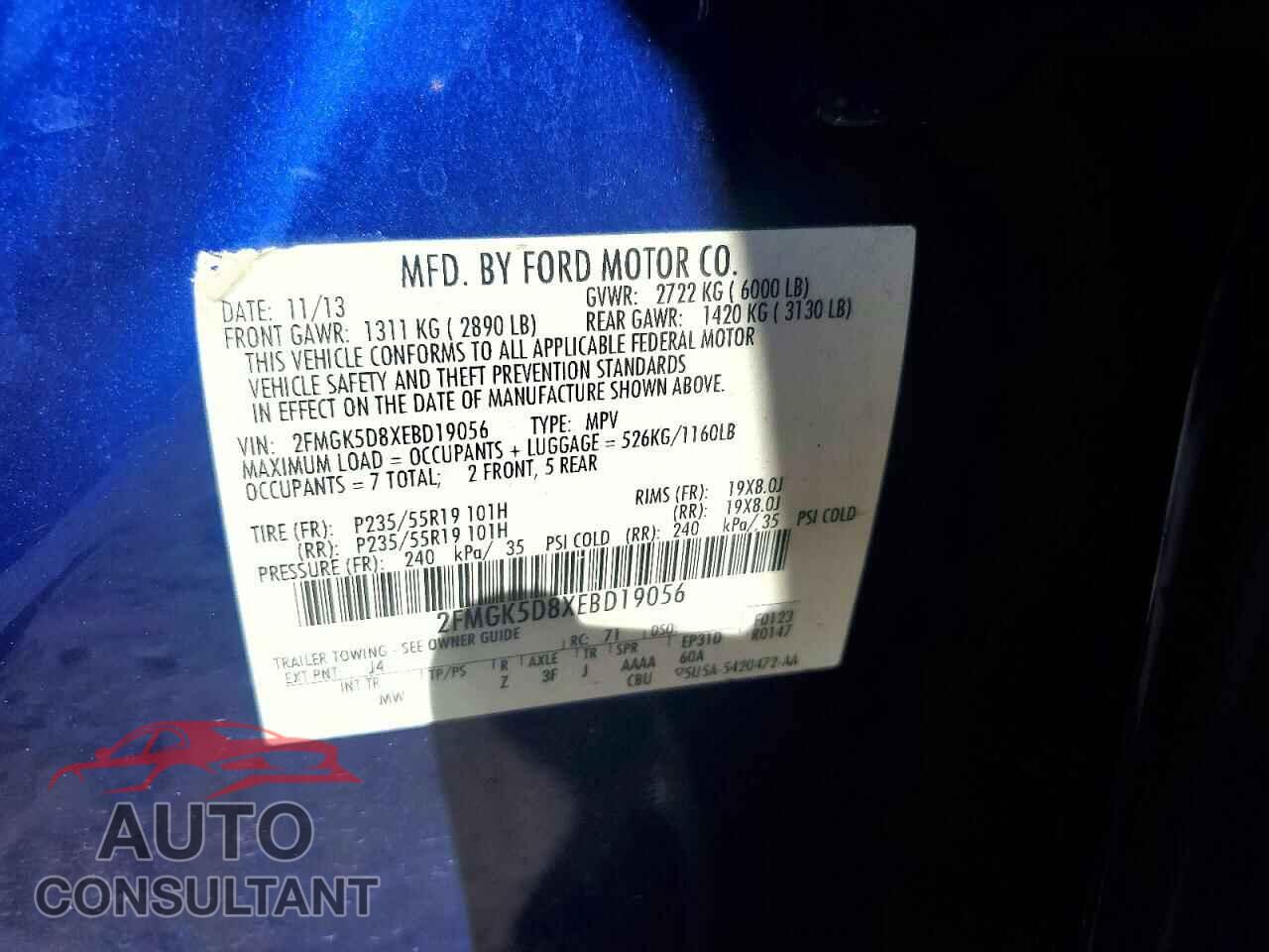 FORD FLEX 2014 - 2FMGK5D8XEBD19056