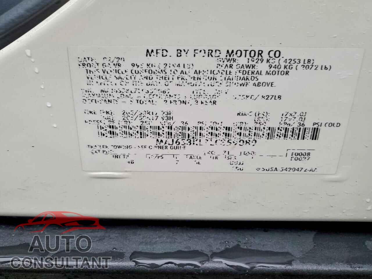 FORD ECOSPORT 2020 - MAJ6S3KL7LC359089