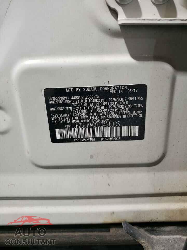 SUBARU FORESTER 2018 - JF2SJAAC9JG438305