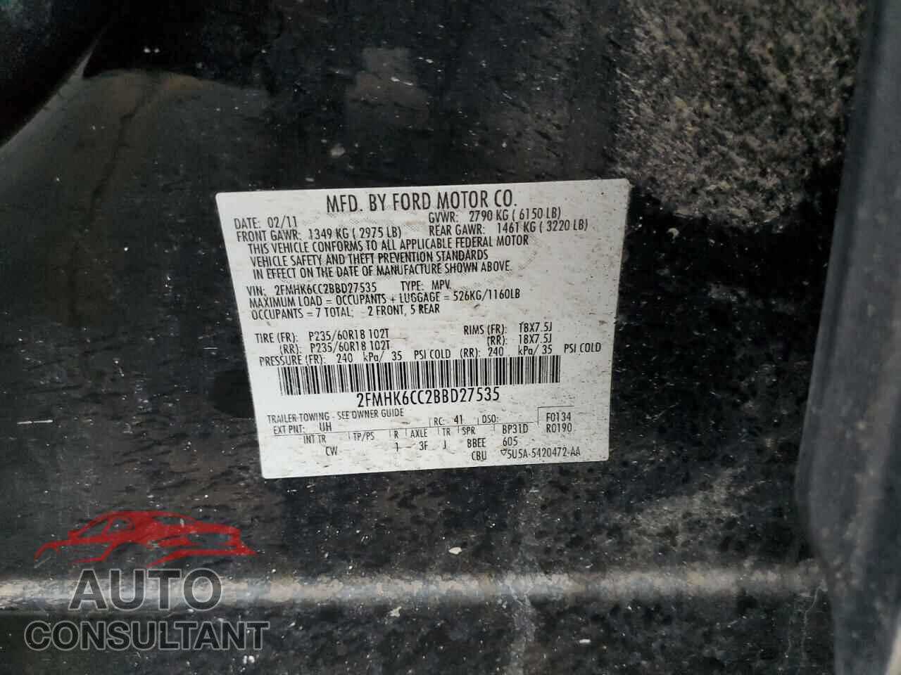FORD FLEX 2011 - 2FMHK6CC2BBD27535