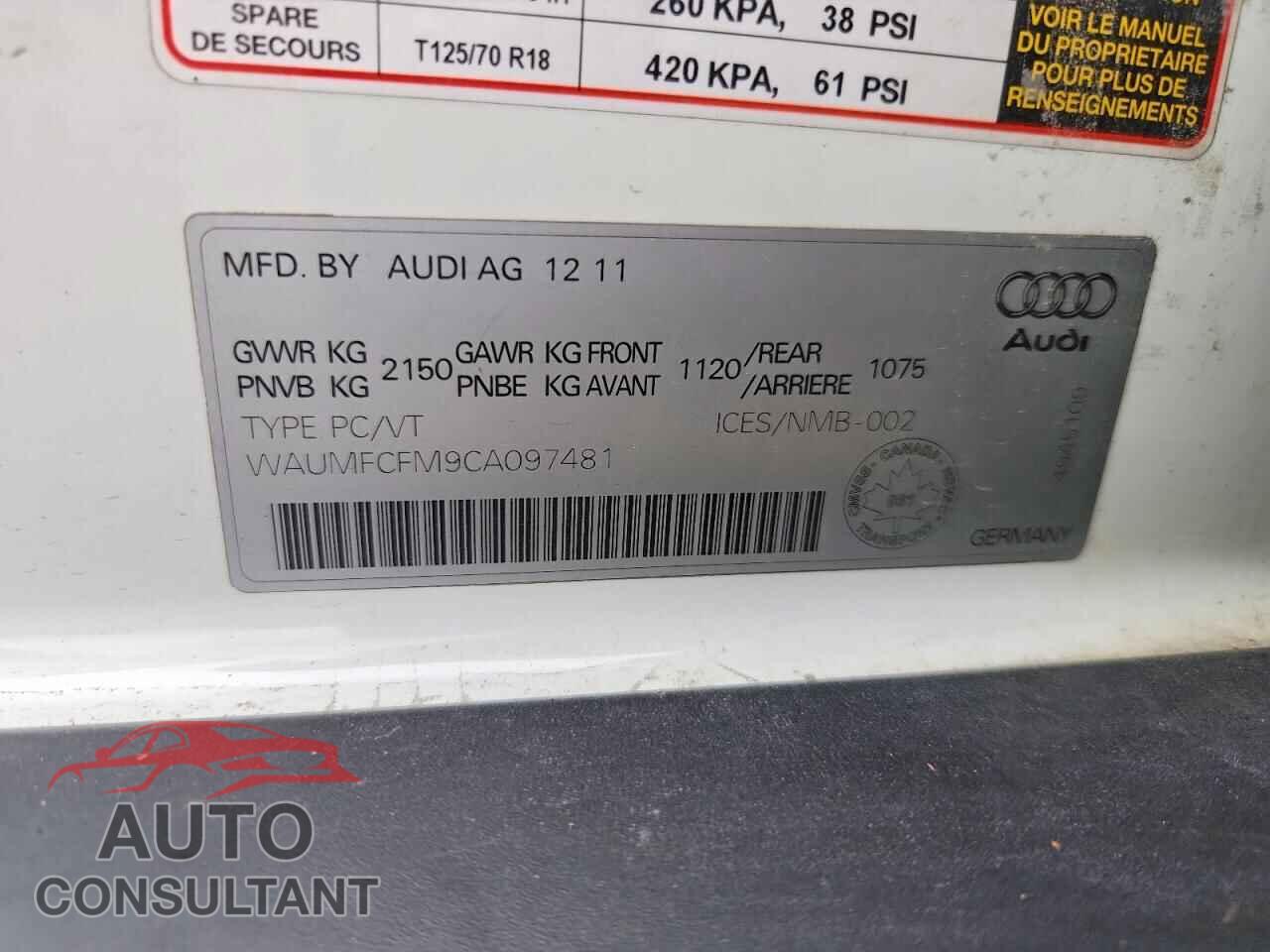 AUDI A3 2012 - WAUMFCFM9CA097481