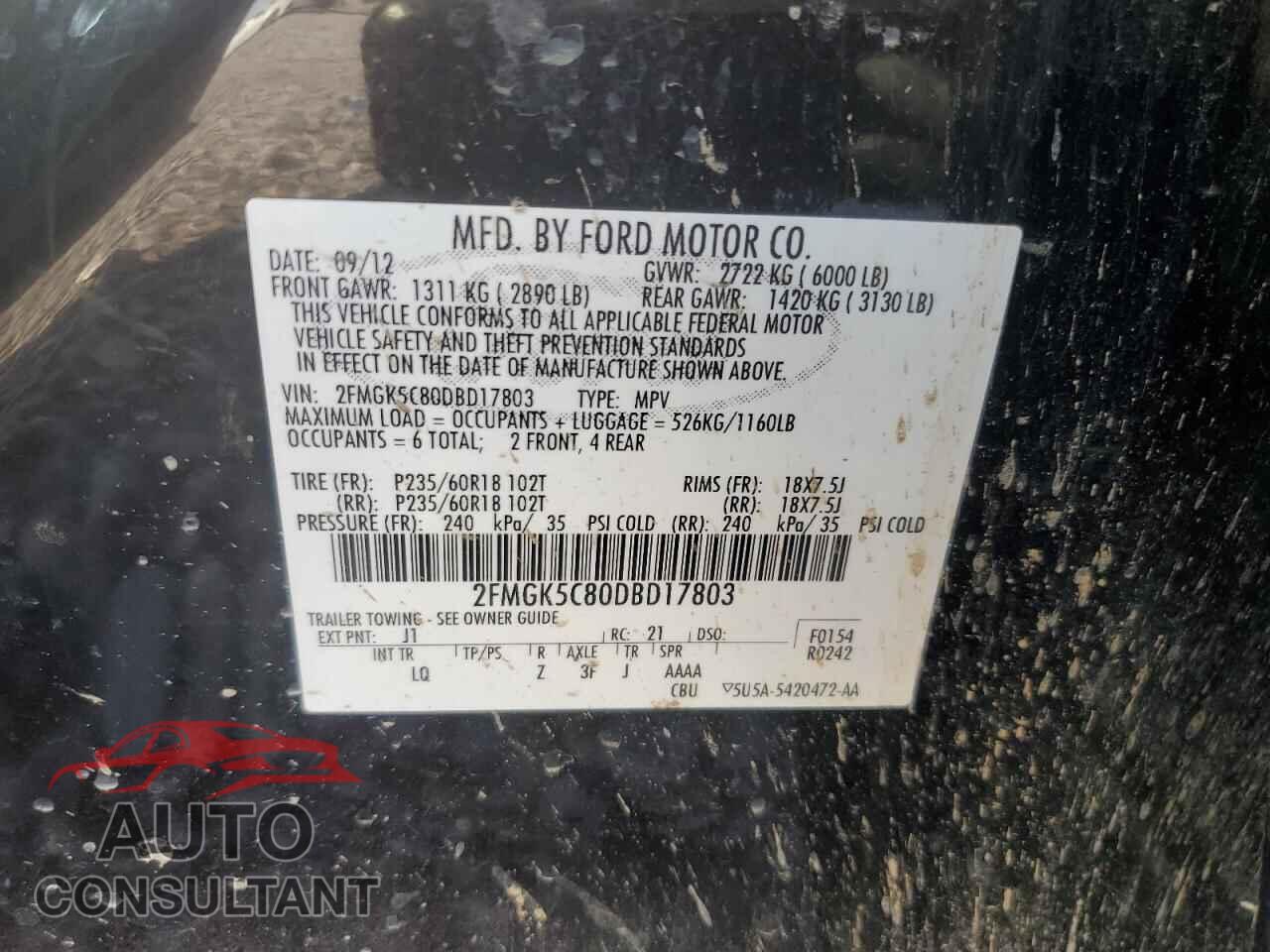 FORD FLEX 2013 - 2FMGK5C80DBD17803