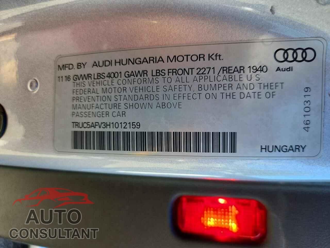 AUDI TT 2017 - TRUC5AFV3H1012159