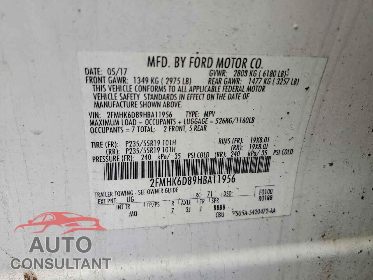 FORD FLEX 2017 - 2FMHK6D89HBA11956