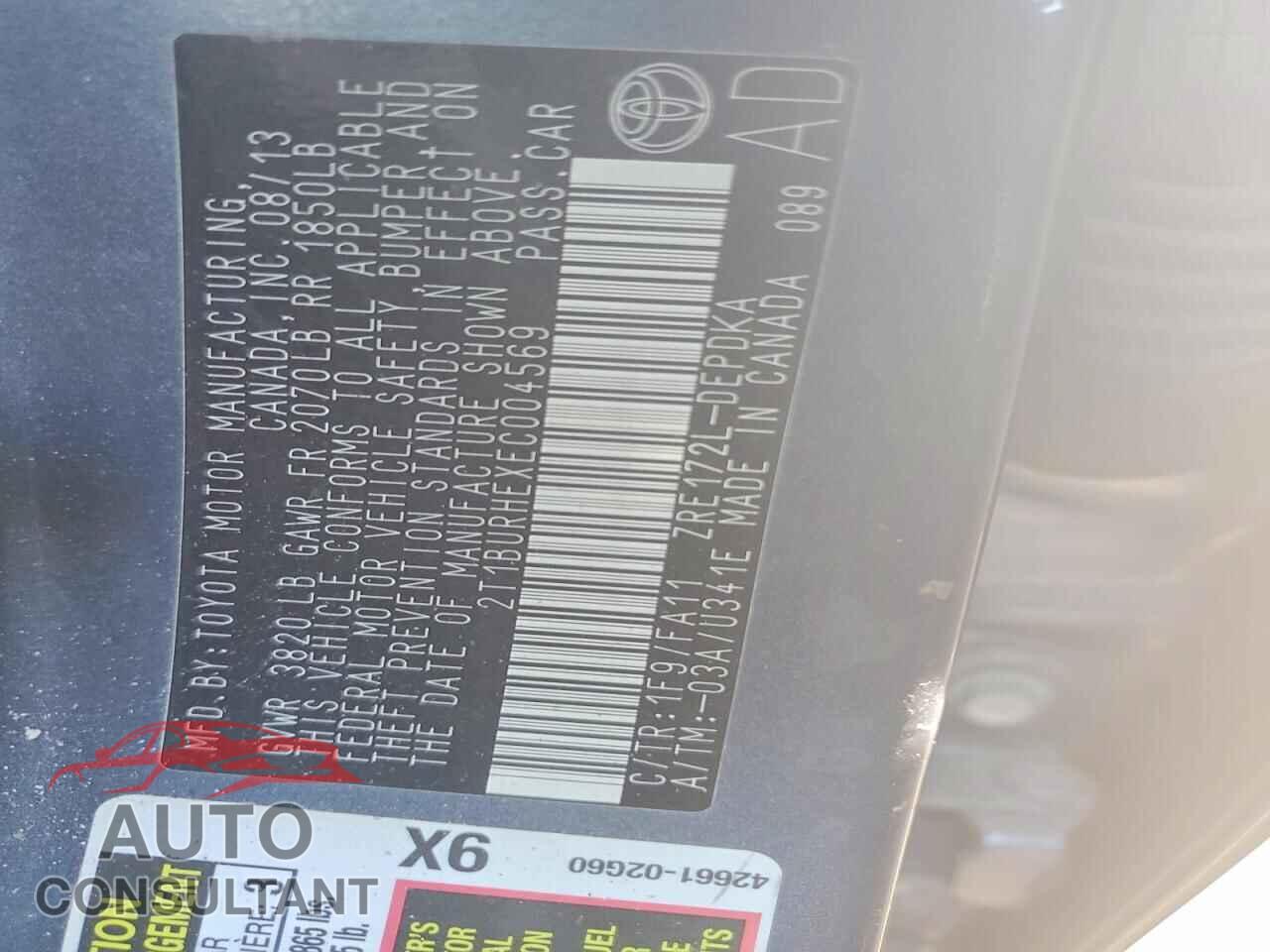 TOYOTA COROLLA 2014 - 2T1BURHEXEC004569