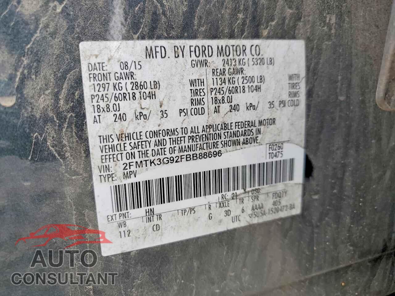 FORD EDGE 2015 - 2FMTK3G92FBB88696