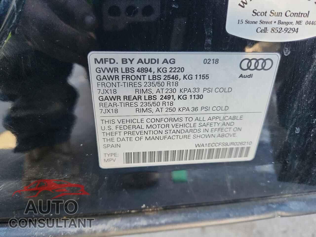 AUDI Q3 2018 - WA1ECCFS9JR026210