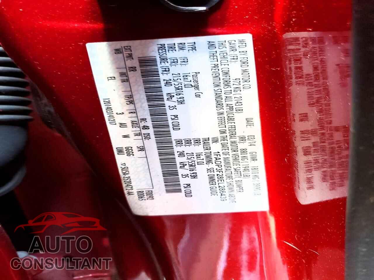 FORD FOCUS 2014 - 1FADP3F28EL286439