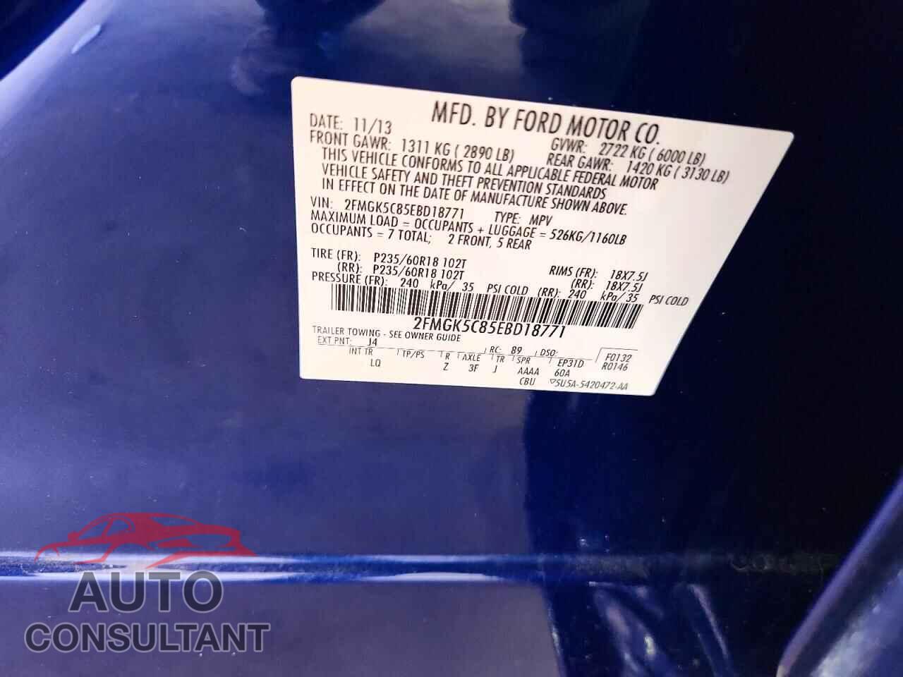 FORD FLEX 2014 - 2FMGK5C85EBD18771