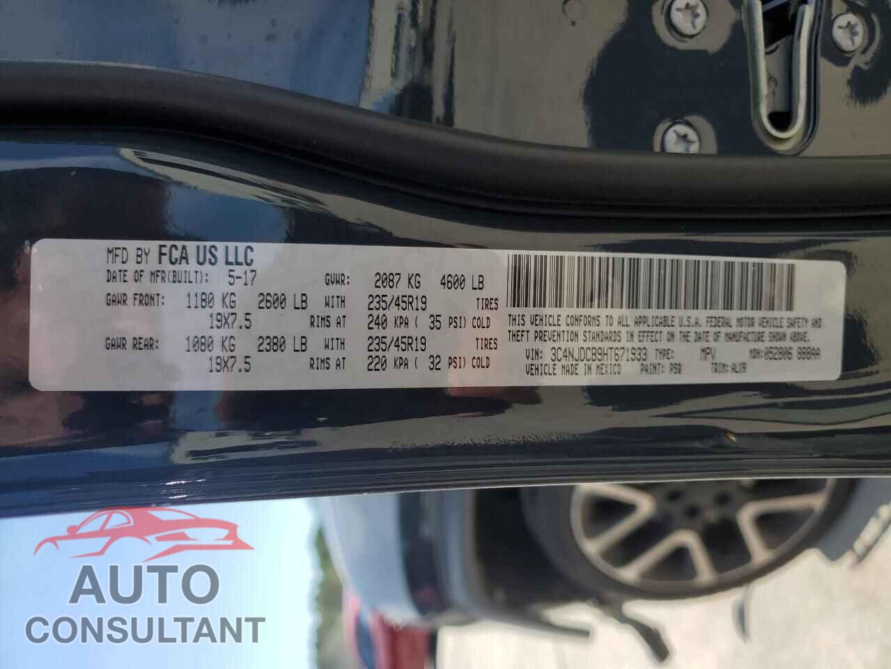 JEEP COMPASS 2017 - 3C4NJDCB9HT671933