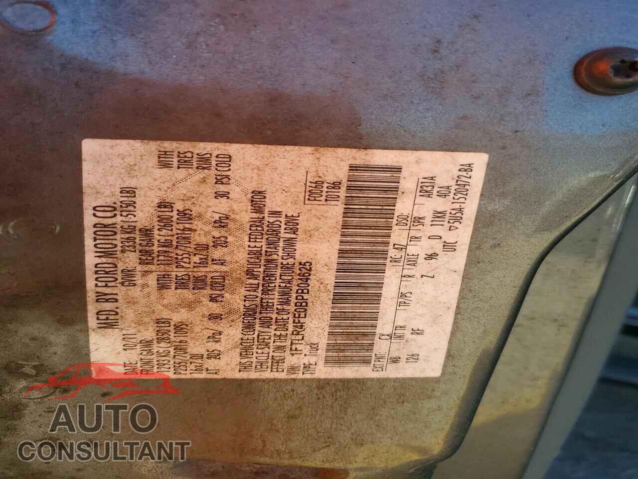 FORD RANGER 2011 - 1FTLR4FE0BPB04625