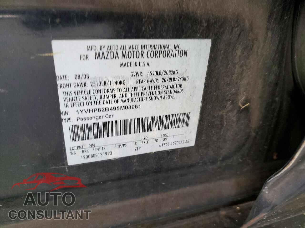 MAZDA 6 2009 - 1YVHP82B495M08961