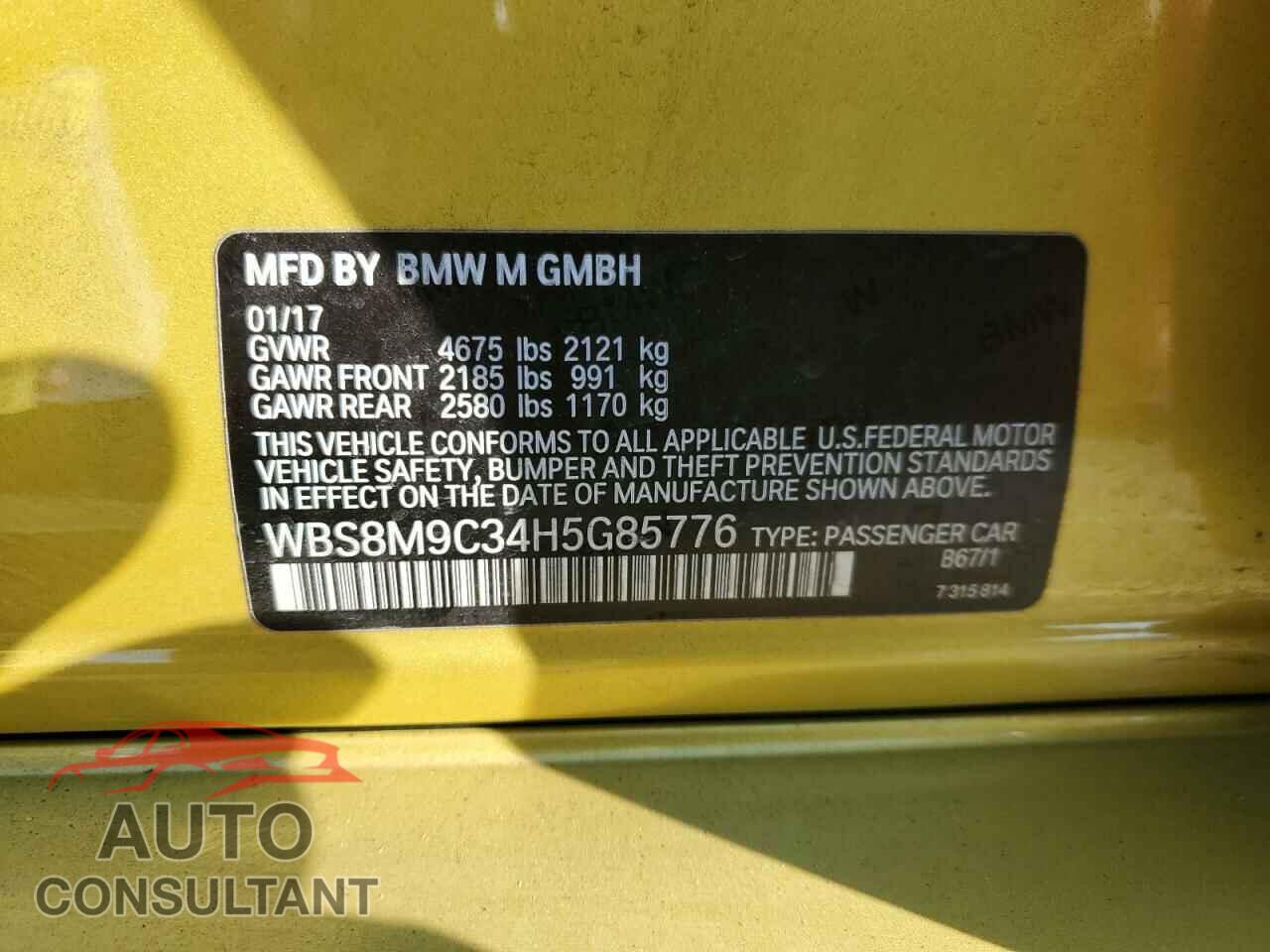 BMW M3 2017 - WBS8M9C34H5G85776
