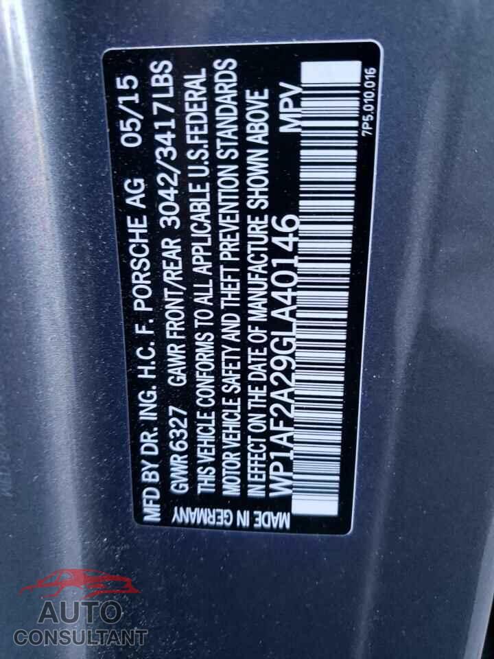 PORSCHE CAYENNE 2016 - WP1AF2A29GLA40146