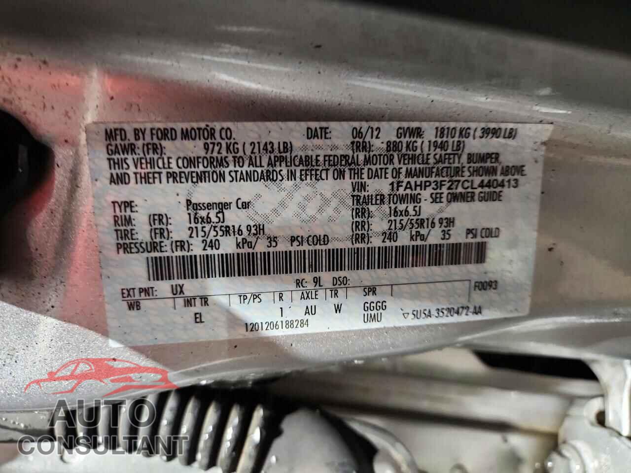 FORD FOCUS 2012 - 1FAHP3F27CL440413