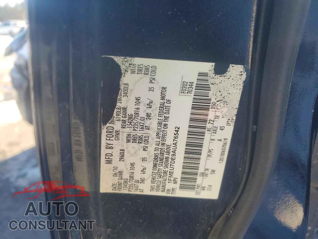 FORD EXPLORER 2010 - 1FMEU7DE9AUA76542
