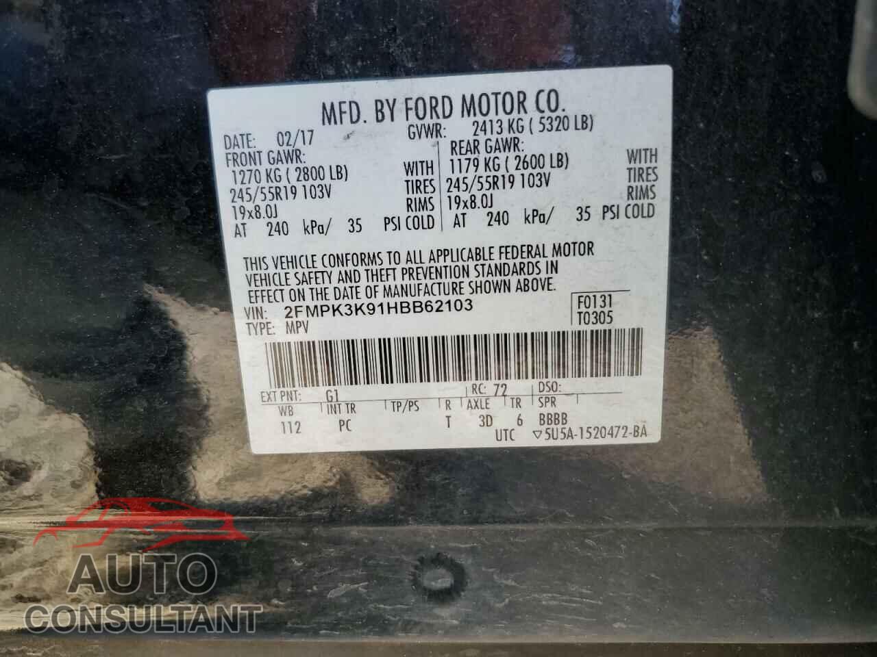 FORD EDGE 2017 - 2FMPK3K91HBB62103