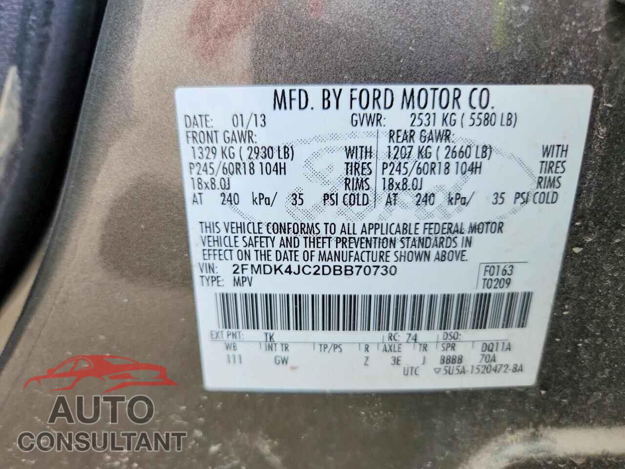 FORD EDGE 2013 - 2FMDK4JC2DBB70730
