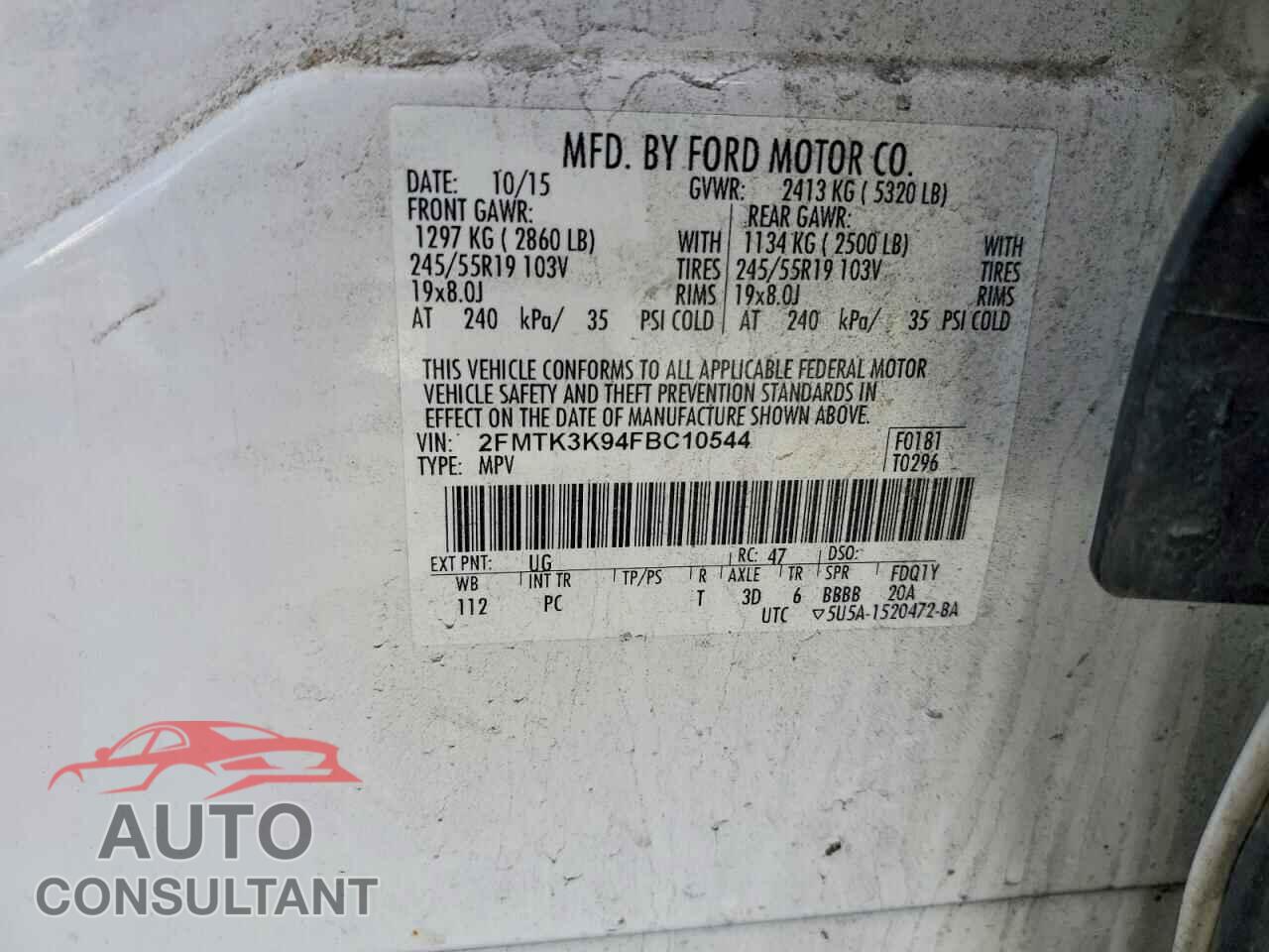 FORD EDGE 2015 - 2FMTK3K94FBC10544
