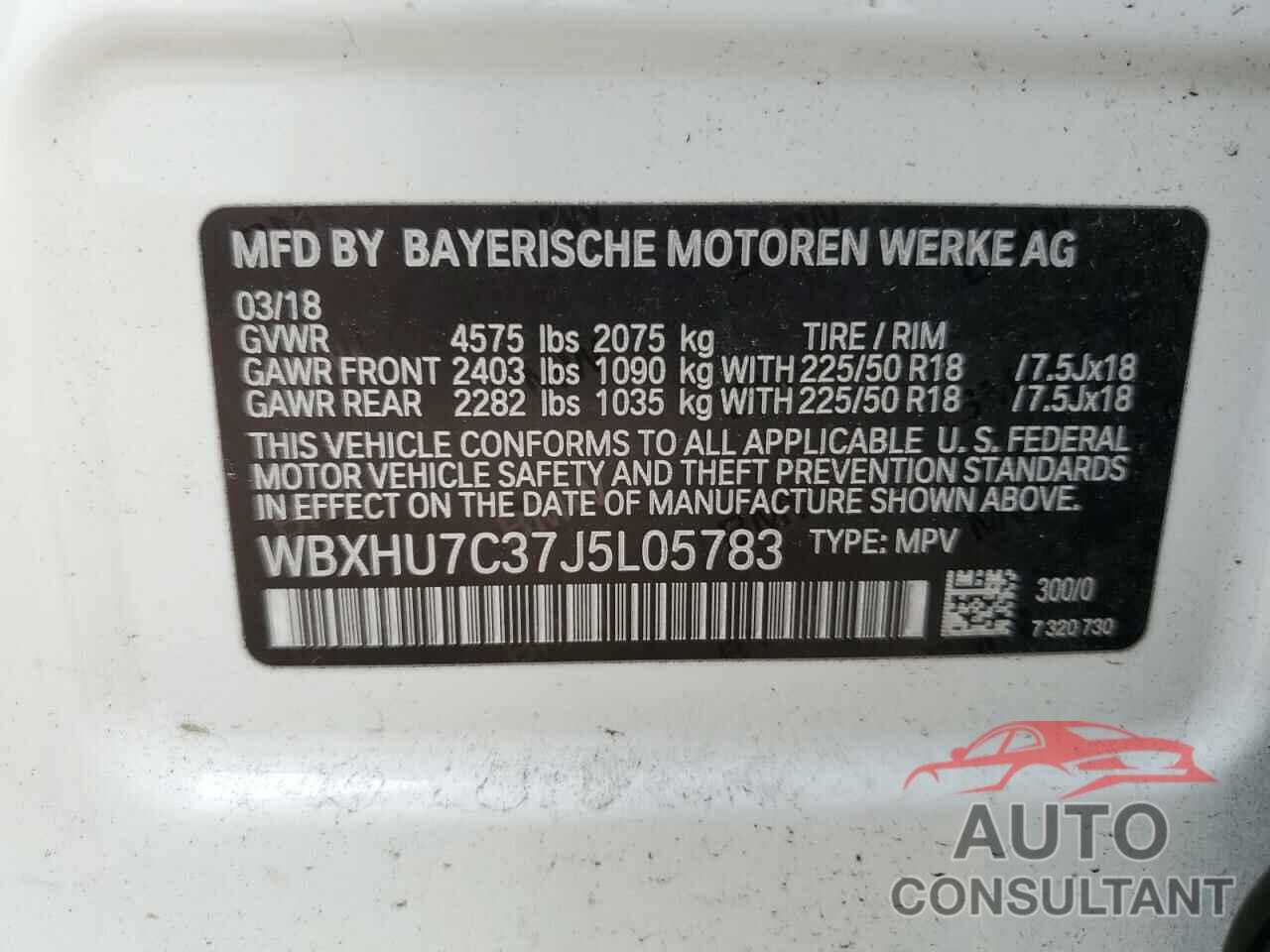 BMW X1 2018 - WBXHU7C37J5L05783