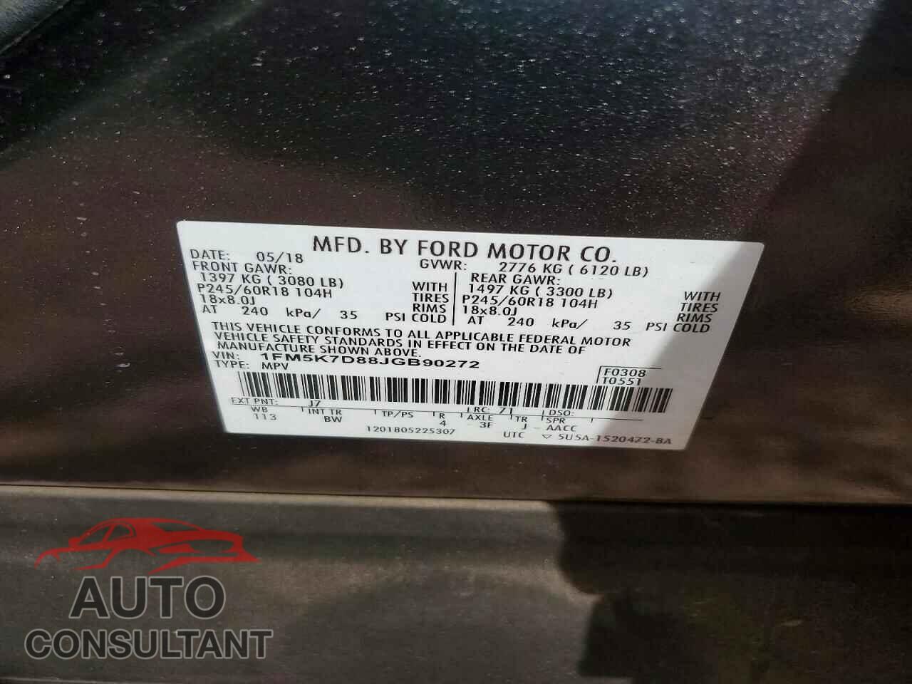 FORD EXPLORER 2018 - 1FM5K7D88JGB90272