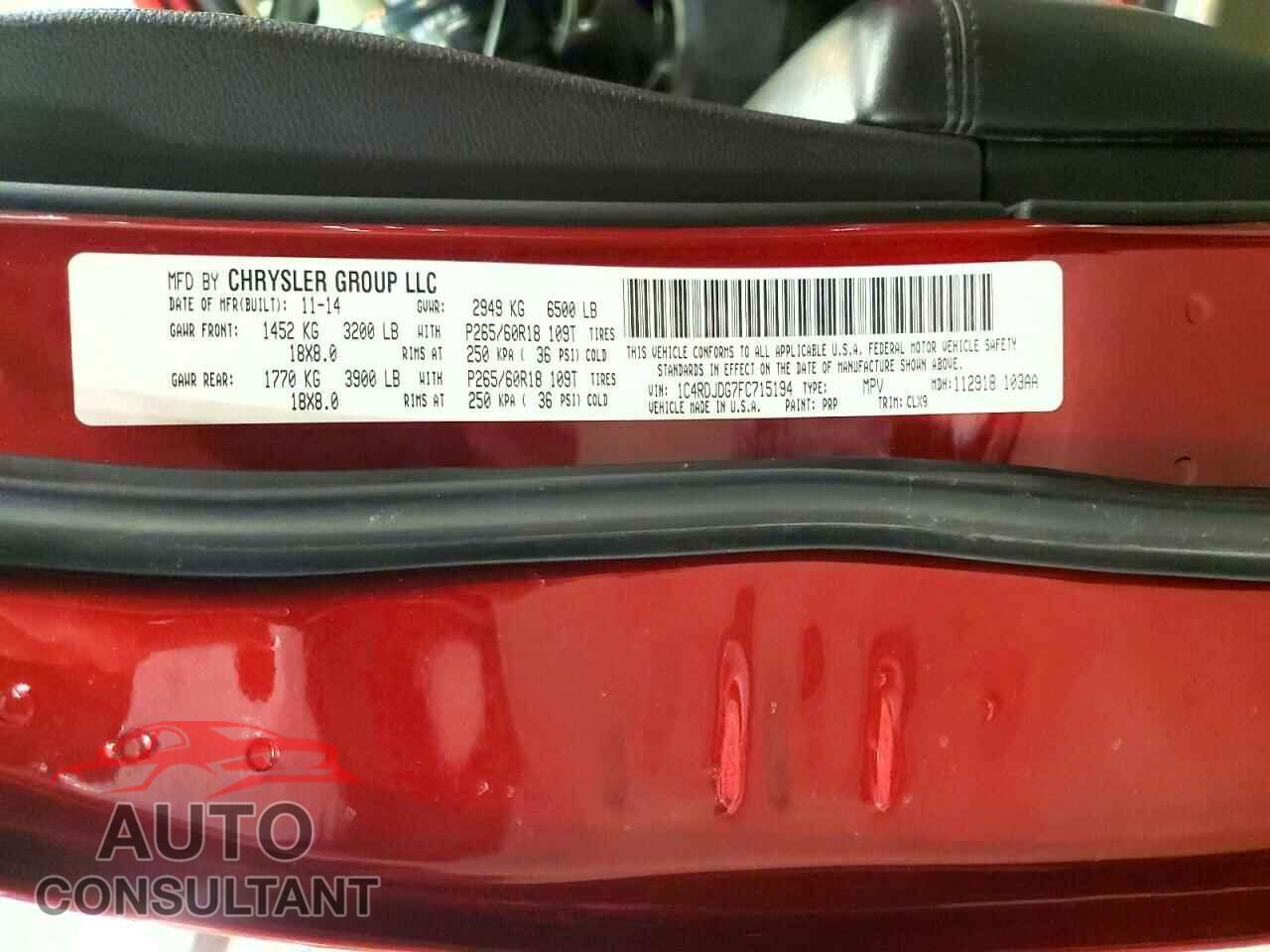 DODGE DURANGO 2015 - 1C4RDJDG7FC715194