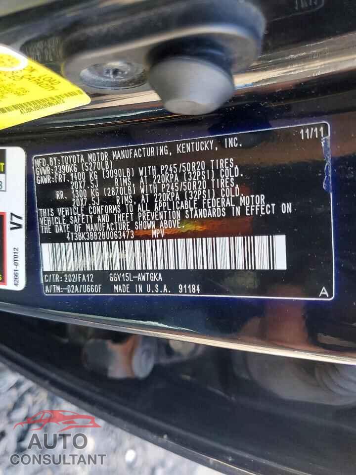 TOYOTA VENZA 2011 - 4T3BK3BB2BU063473
