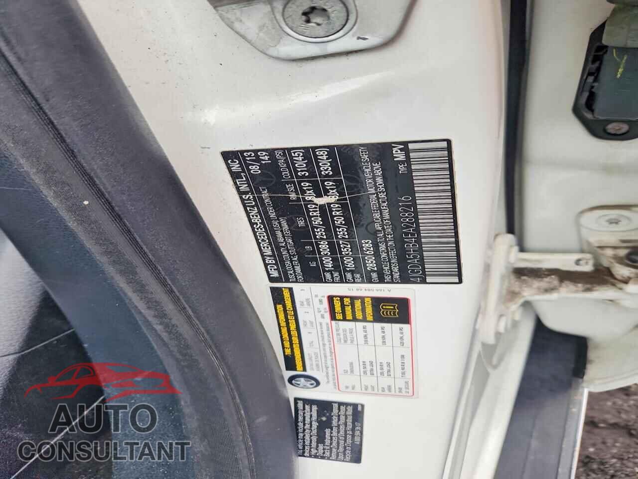 MERCEDES-BENZ M-CLASS 2014 - 4JGDA5HB4EA288216