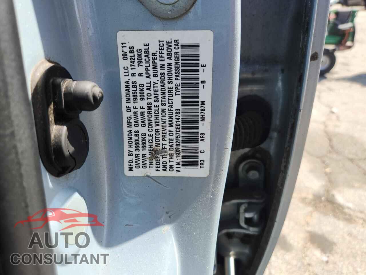 HONDA CIVIC 2012 - 19XFB2F57CE014783