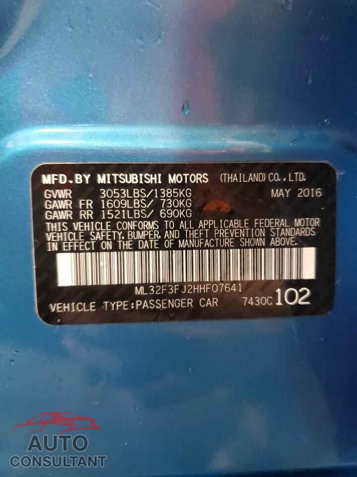 MITSUBISHI MIRAGE 2017 - ML32F3FJ2HHF07641