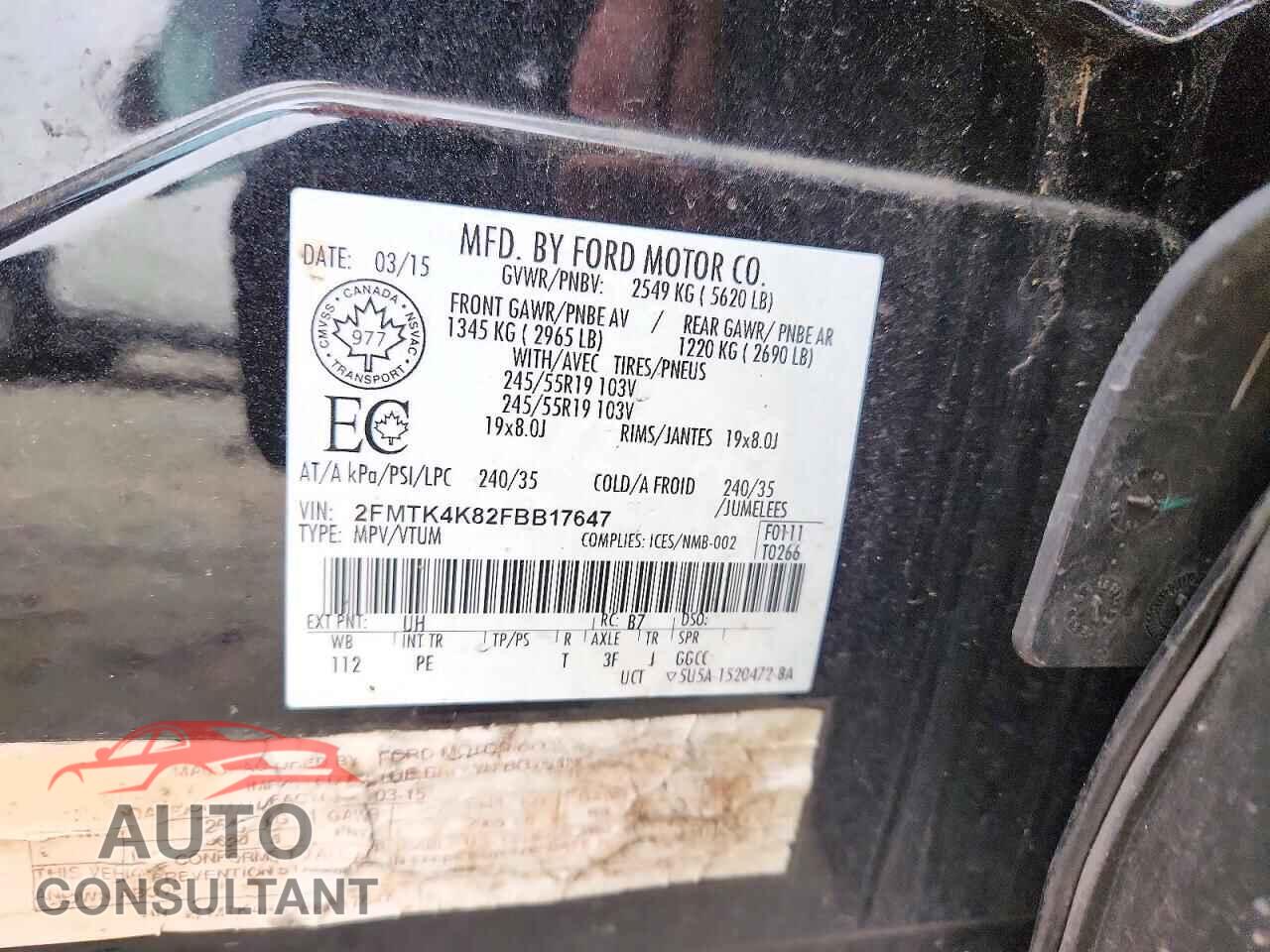 FORD EDGE 2015 - 2FMTK4K82FBB17647