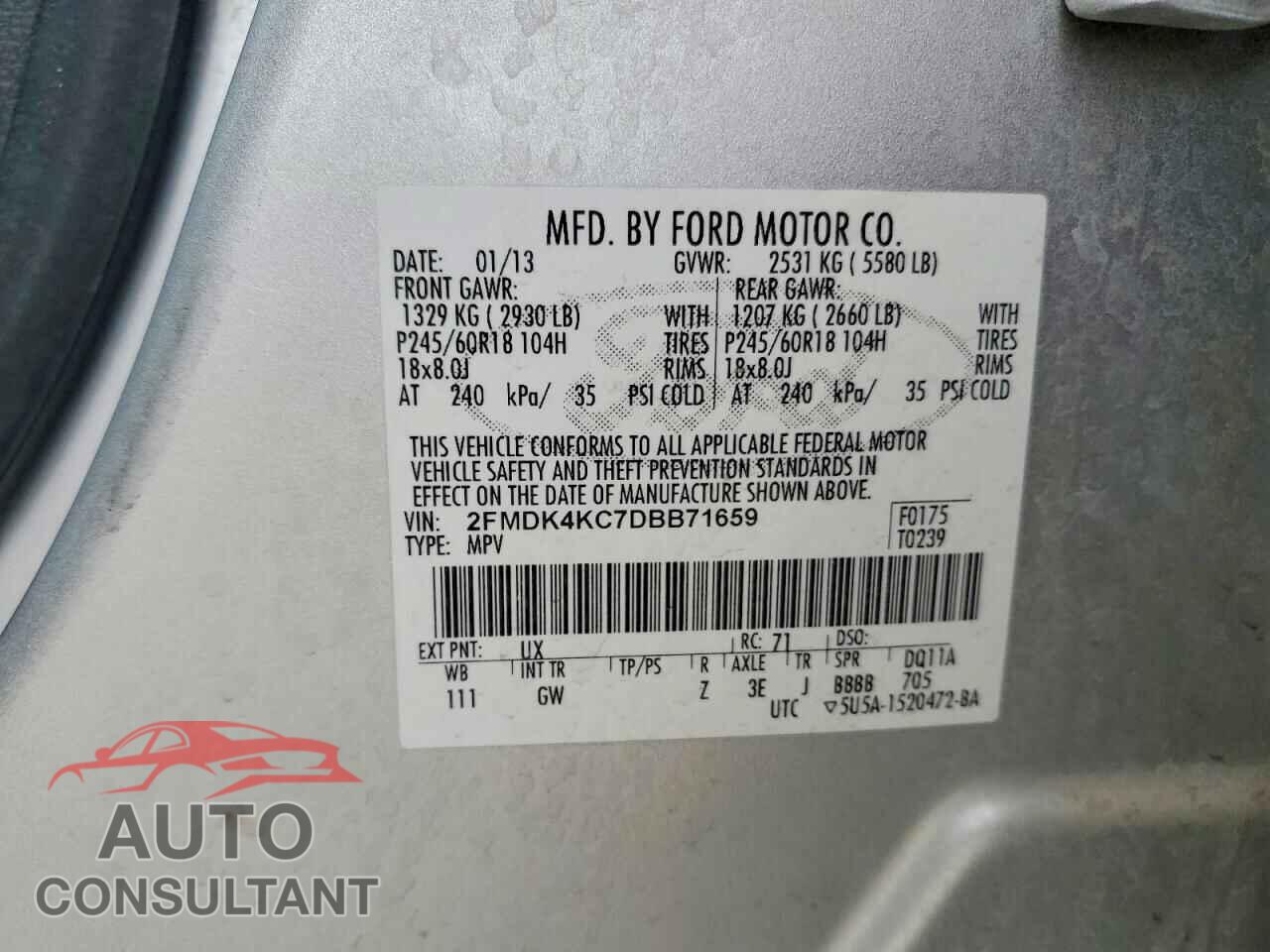 FORD EDGE 2013 - 2FMDK4KC7DBB71659