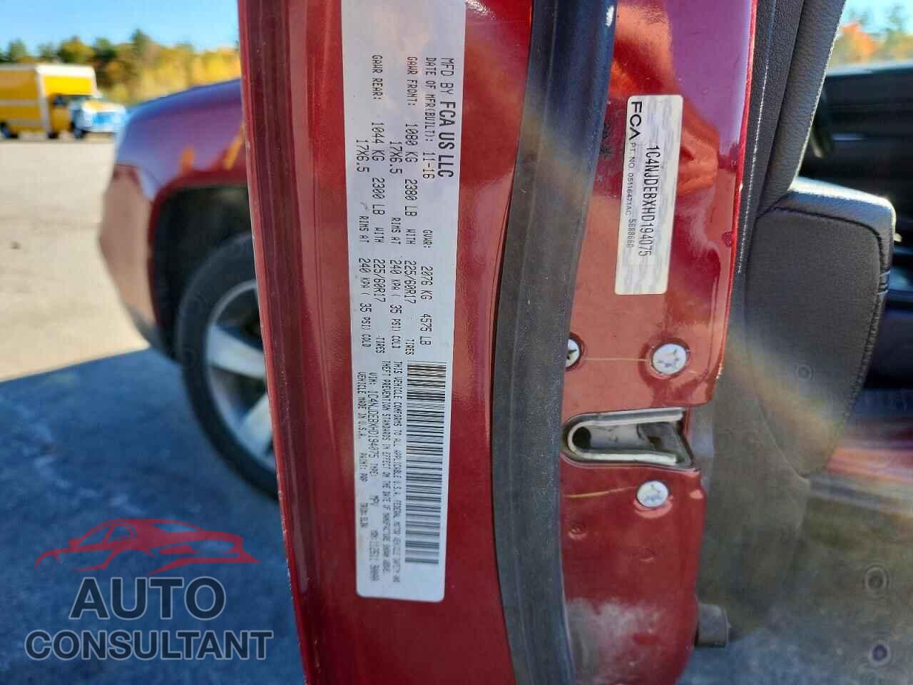 JEEP COMPASS 2017 - 1C4NJDEBXHD194075