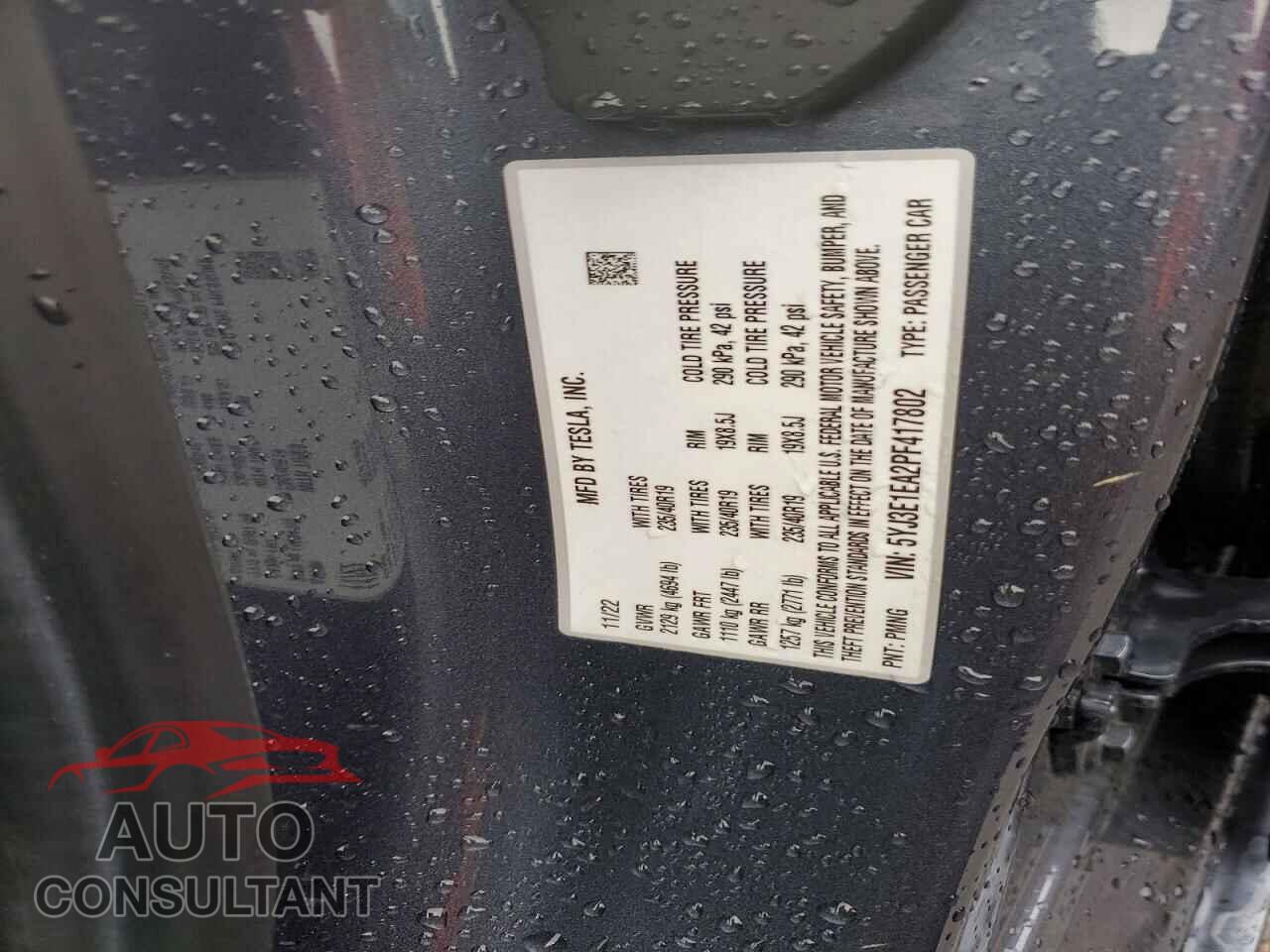 TESLA MODEL 3 2023 - 5YJ3E1EA2PF417802