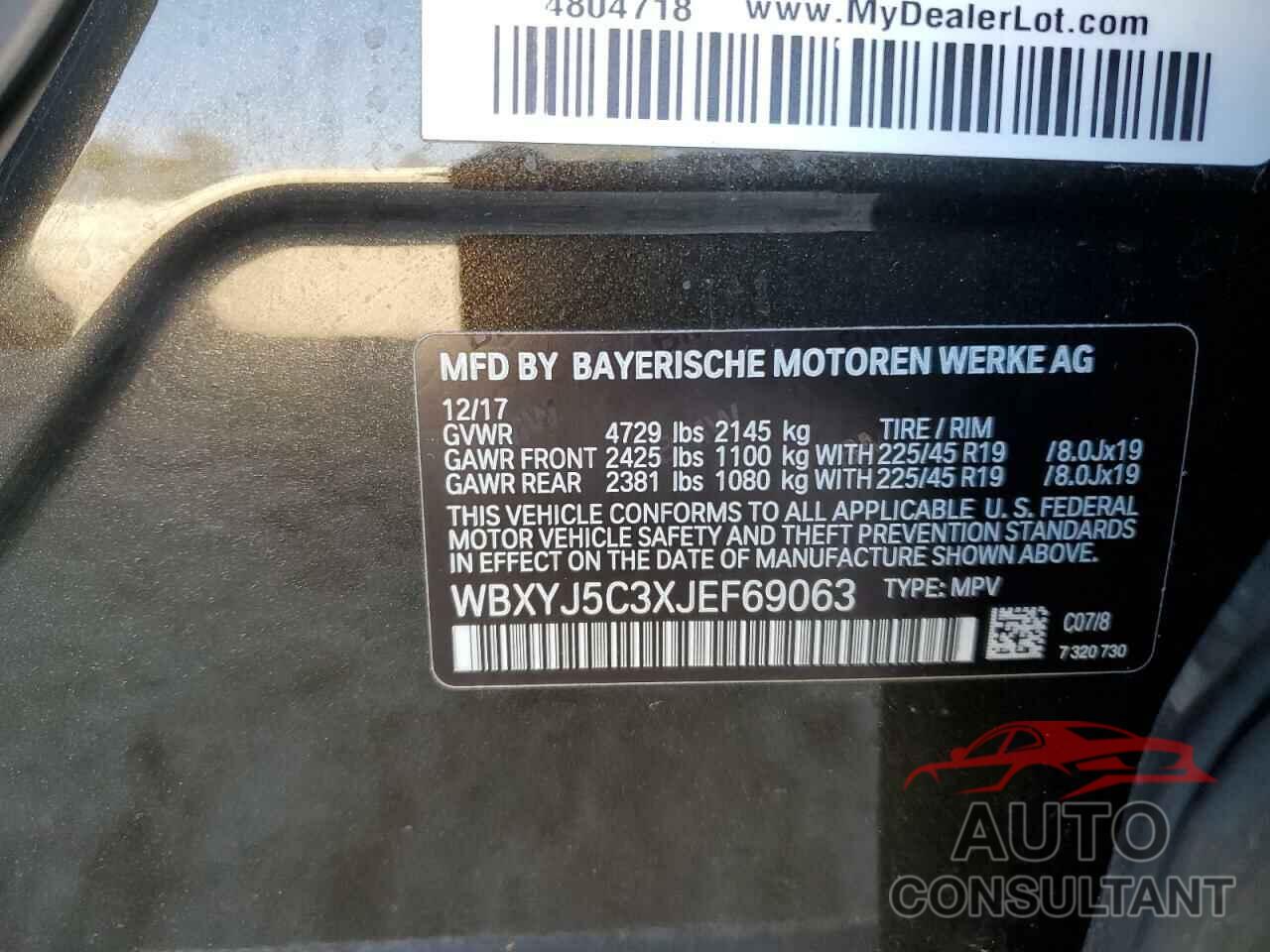 BMW X2 2018 - WBXYJ5C3XJEF69063