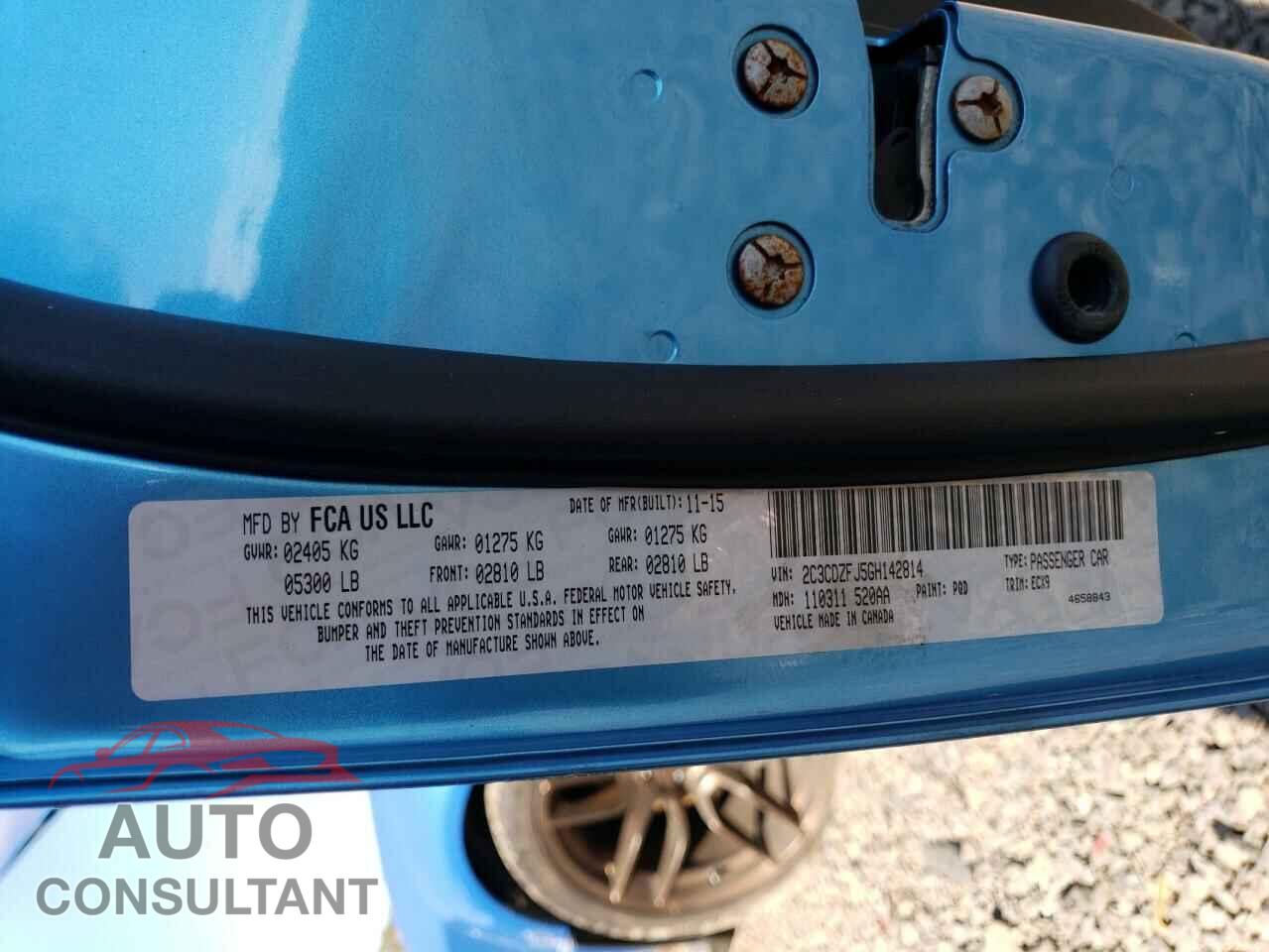 DODGE CHALLENGER 2016 - 2C3CDZFJ5GH142814