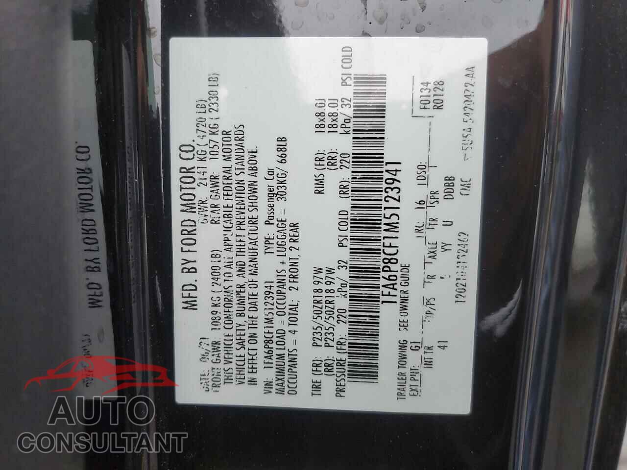 FORD MUSTANG 2021 - 1FA6P8CF1M5123941
